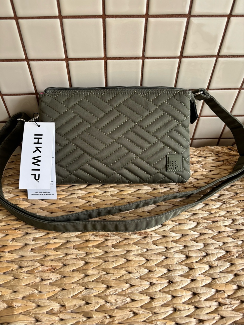 IHKWIP Quilted Crossbody Bag in Olive BRAND NEW WITH TAGS